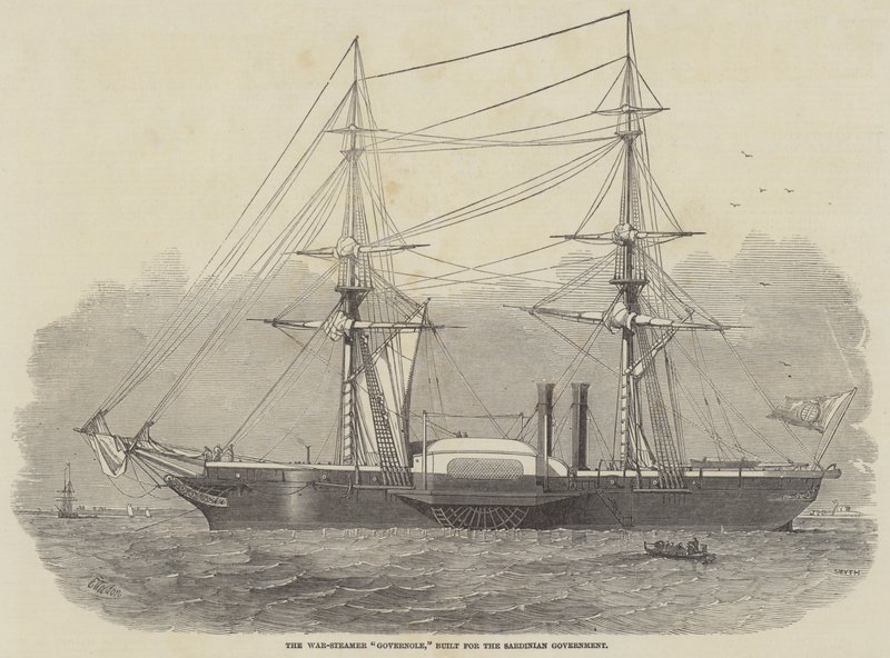 Le Vapeur de guerre Governole, construit pour le gouvernement sarde - Edwin Weedon