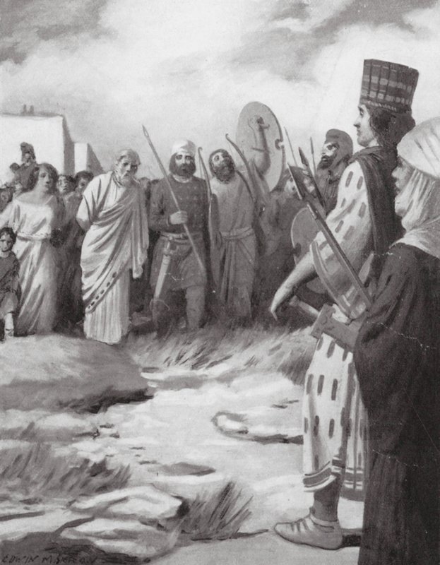 Crésus conduit devant Cyrus lors de la prise de Sardes - Edwin A. Morrow