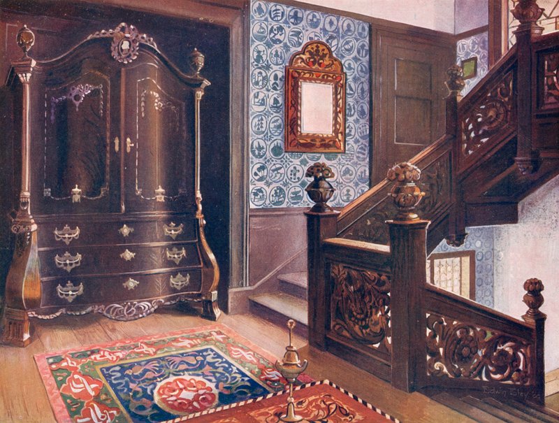 Armoire bombée en noyer sculpté avec montures ciselées - Edwin John Foley