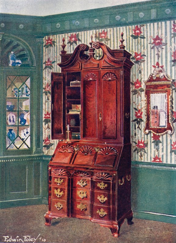 Cabinet en acajou avec miroir doré - Edwin John Foley