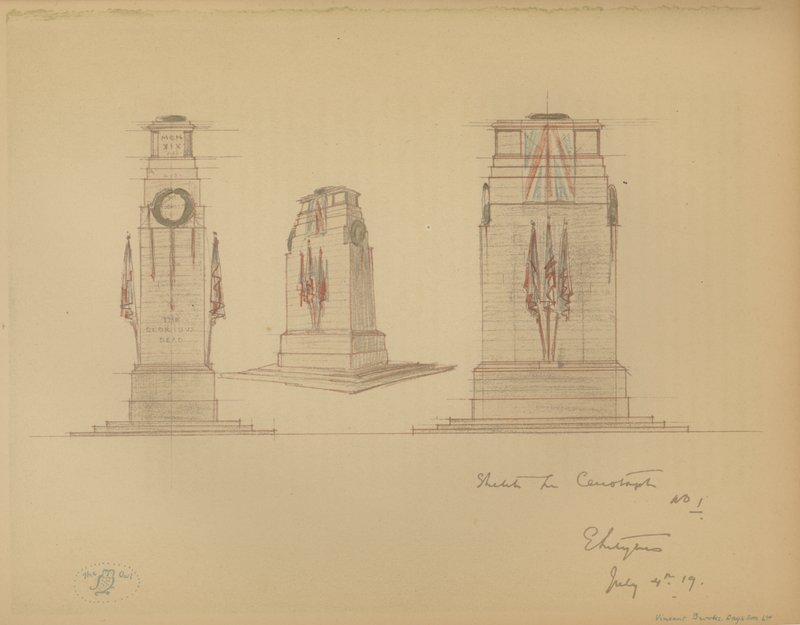 Esquisse n° 1 pour le Cénotaphe, Whitehall, Westminster, Londres - Edwin Landseer Lutyens