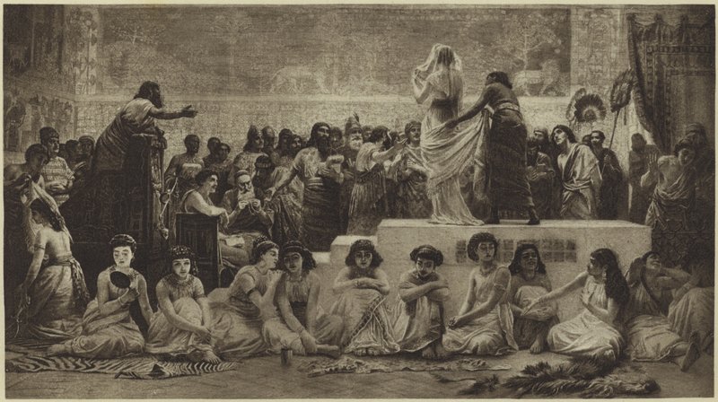 Le marché matrimonial babylonien (photogravure) - Edwin Longsden Long