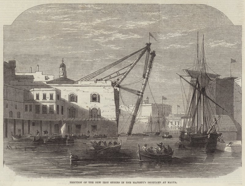Érection des nouvelles cisailles en fer dans le chantier naval de Sa Majesté à Malte - Edwin Weedon