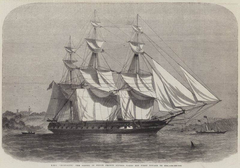 HMS Euryalus, le navire dans lequel le prince Alfred fait son premier voyage en mer - Edwin Weedon