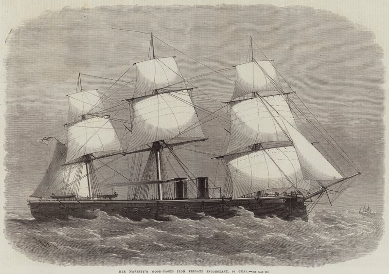 La frégate en bois et fer de Sa Majesté Inconstant, 16 canons - Edwin Weedon