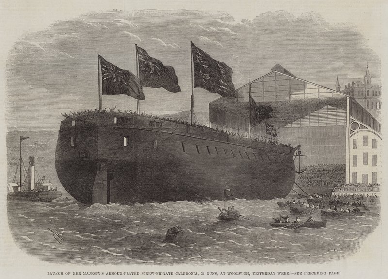 Lancement de la frégate blindée à vis de Sa Majesté Caledonia, 31 canons, à Woolwich, la semaine dernière - Edwin Weedon