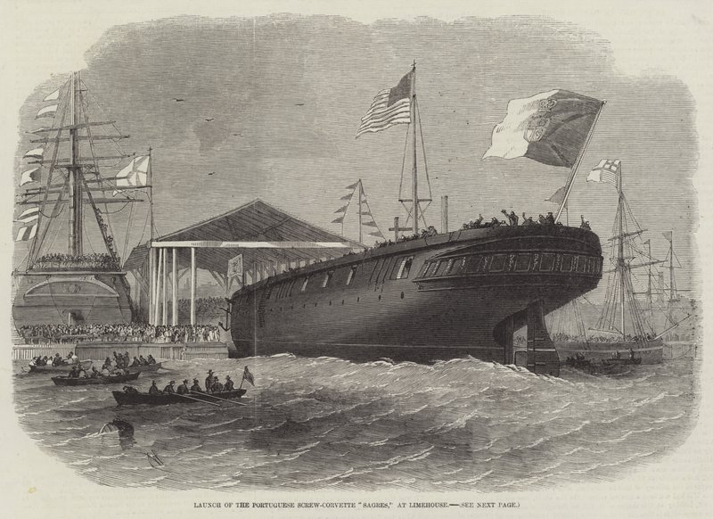 Lancement de la corvette à vis portugaise Sagres, à Limehouse - Edwin Weedon