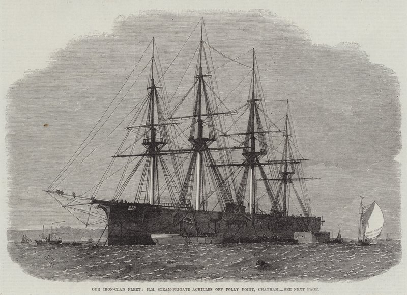 Notre flotte cuirassée, la frégate à vapeur HM Achilles au large de Folly Point, Chatham - Edwin Weedon