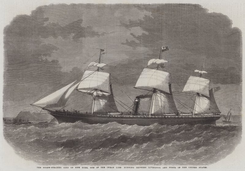 Le vapeur à vis City of New York, de la ligne Inman entre Liverpool et les ports des États-Unis - Edwin Weedon