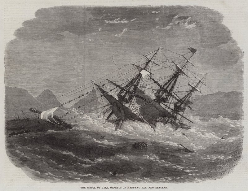 Le naufrage du HMS Orpheus sur Manukau Bar, Nouvelle-Zélande - Edwin Weedon