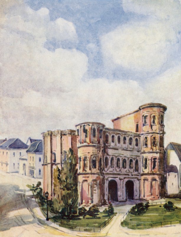 Le Rhin : Trèves, La Porta Nigra (lithographie en couleur) - Effie Jardine