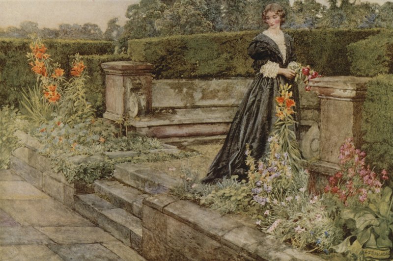 Fantasies de jardin, le nom de la fleur (lithographie en couleur) - Eleanor Fortescue Brickdale