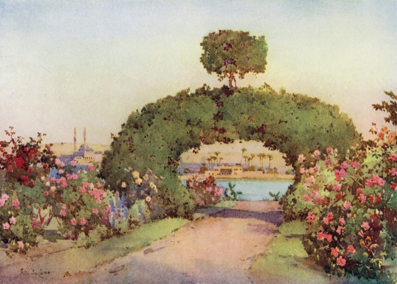 Un jardin de roses à Gizeh, et vue du Caire - Ella Du Cane