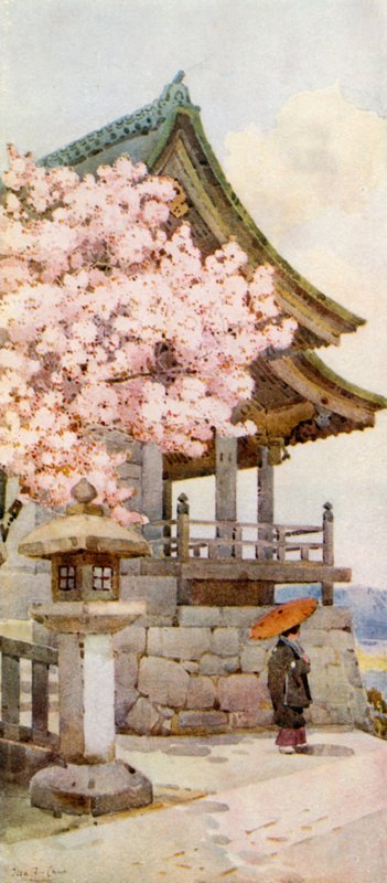 Cerisier à Kyomidzu (lithographie couleur) - Ella Du Cane