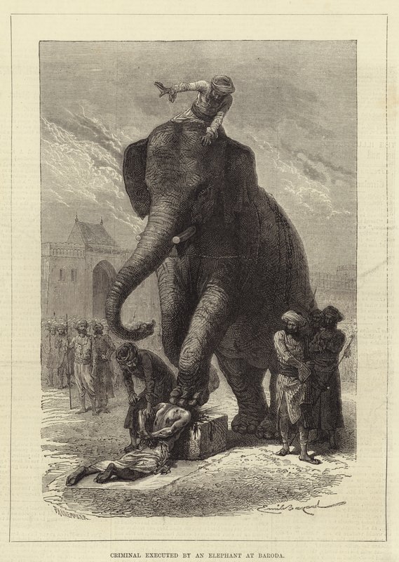 Criminel exécuté par un éléphant à Baroda - Emile Antoine Bayard