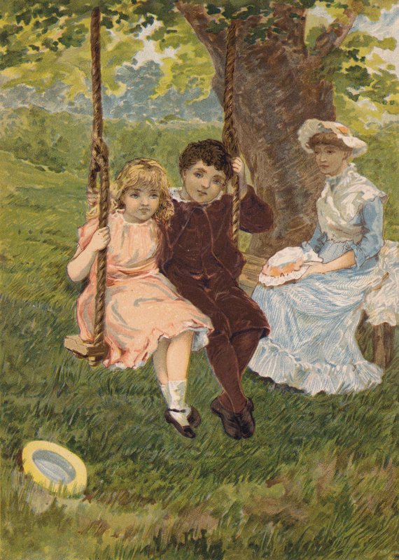 Garçon et fille assis sur une balançoire - Emily Jane Harding Andrews