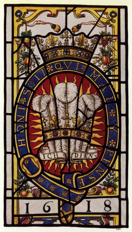 Holborn, Staple Inn, Insigne en verre du Prince de Galles, 1618, 2 ft 10 12 in de haut - English Photographer