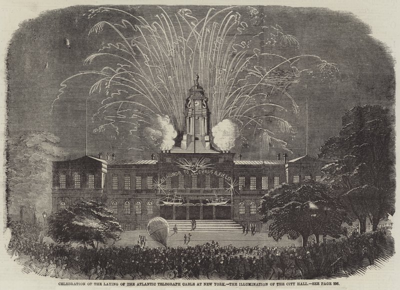 Célébration de la pose du câble télégraphique atlantique à New York, l