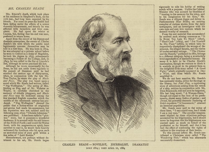 Charles Reade, romancier, journaliste, dramaturge - English School