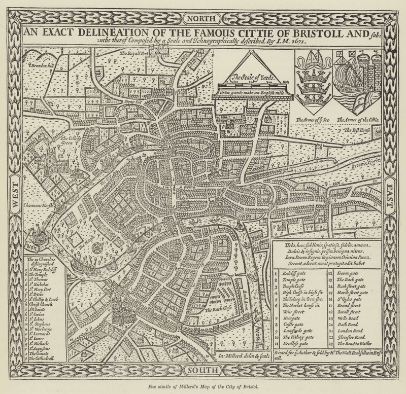 Fac-similé de la carte de Millerd de la ville de Bristol - English School