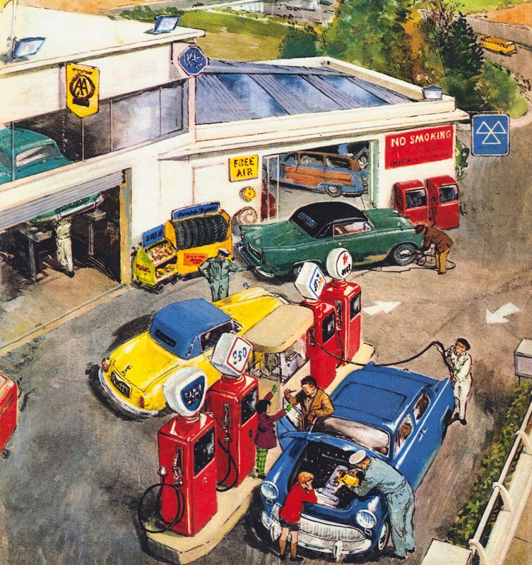 Garage, Angleterre, années 1960 - English School