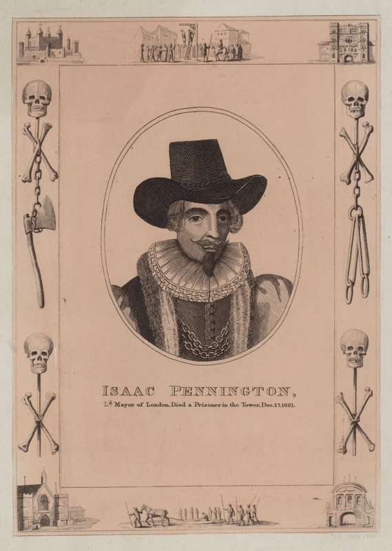 Isaac Pennington, Lord Maire de Londres, mort prisonnier à la Tour, 17 décembre 1661 - English School