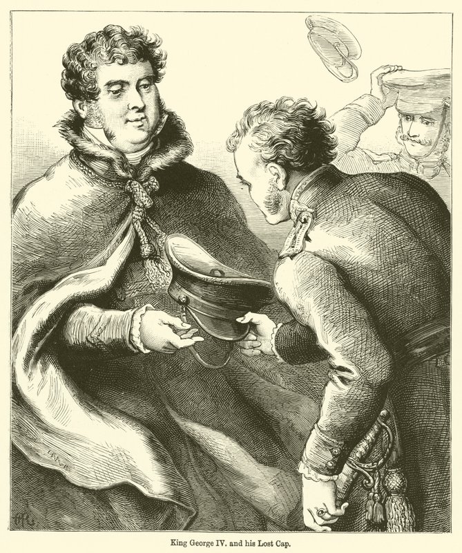 Le roi George IV et son chapeau perdu - English School