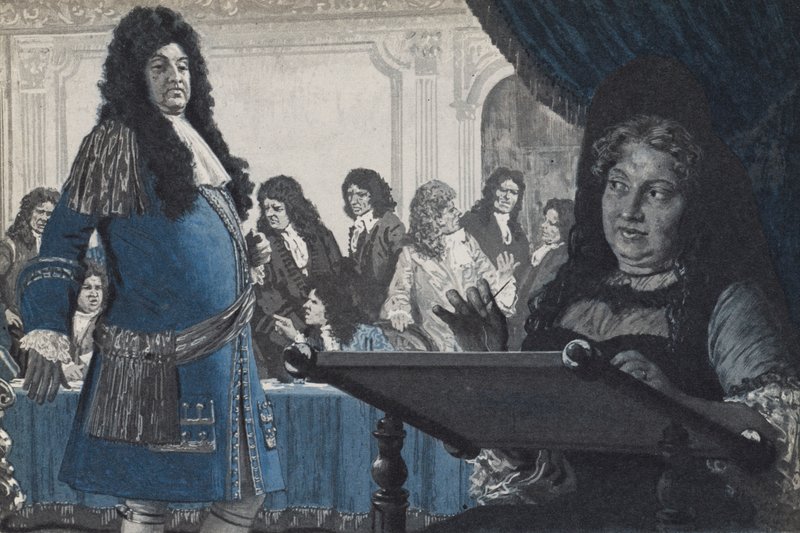 Le roi Louis XIV demandant conseil sur une question politique à Madame Solidité - English School