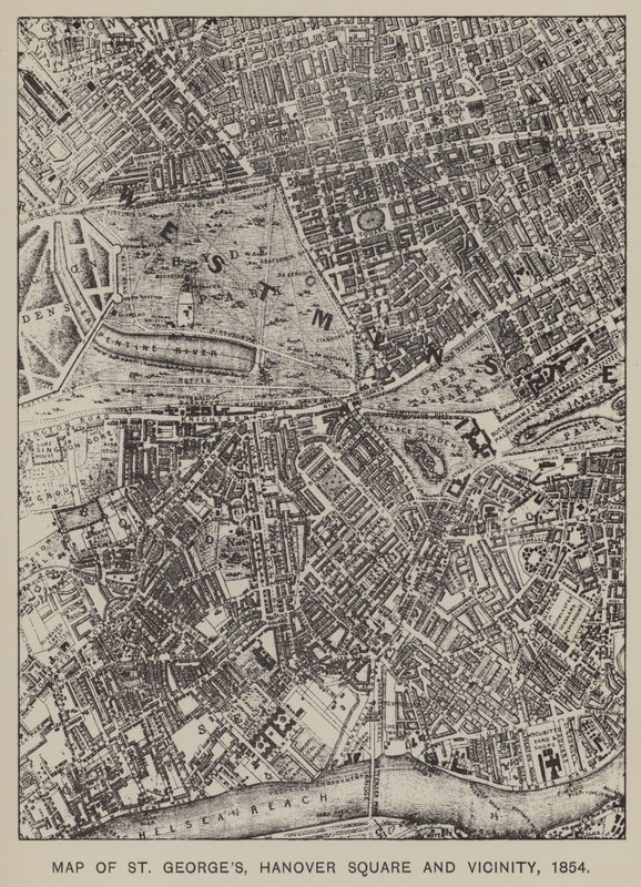 Carte de St Georges, Hanover Square et environs, 1854 - English School