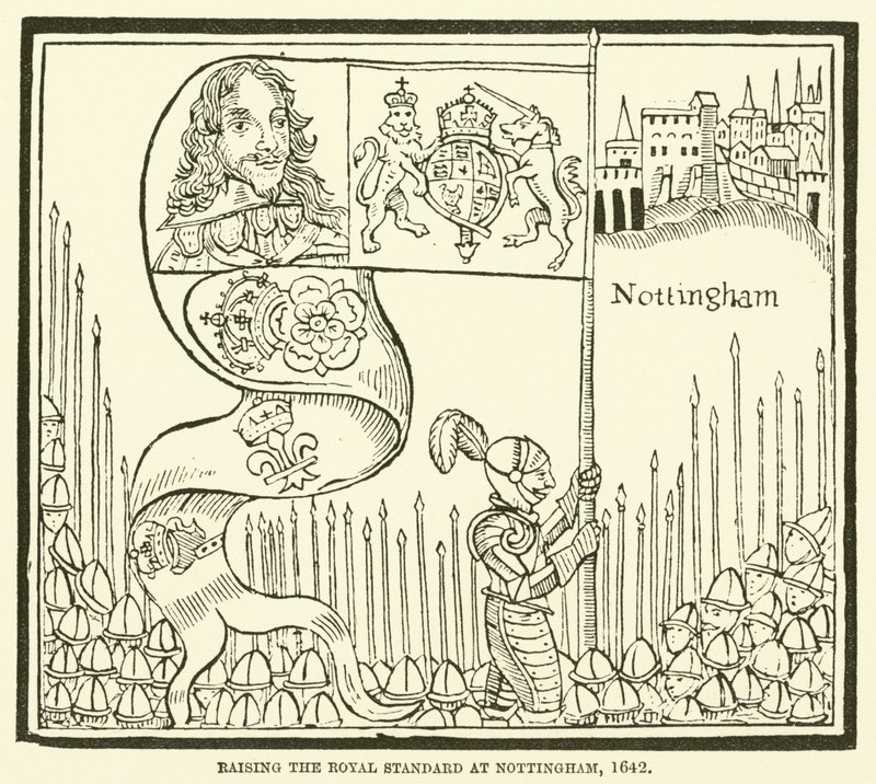 Levée du drapeau royal à Nottingham, 1642 - English School