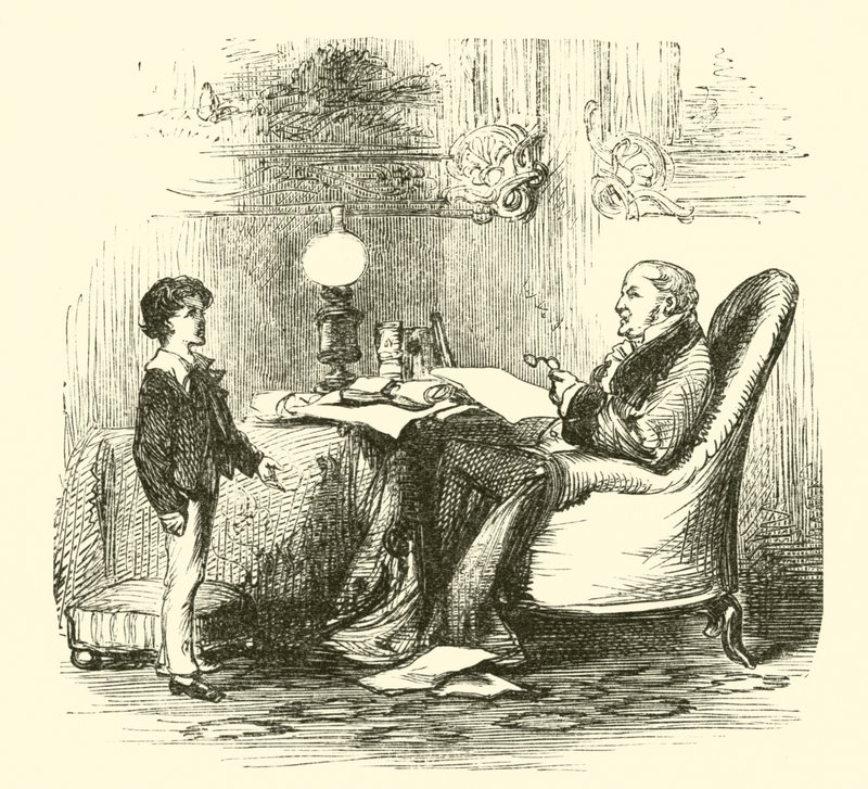 Robert Peel, à la pratique oratoire avec son père - English School