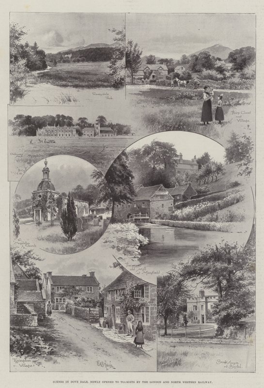 Scènes à Dove Dale, nouvellement ouvertes aux touristes par le London and North Western Railway - English School