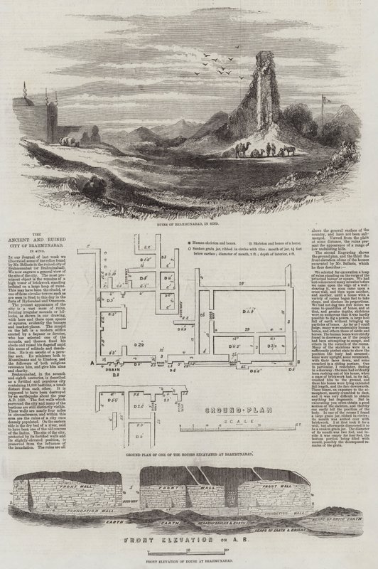 La ville ancienne et en ruines de Brahmunabad, au Sind - English School
