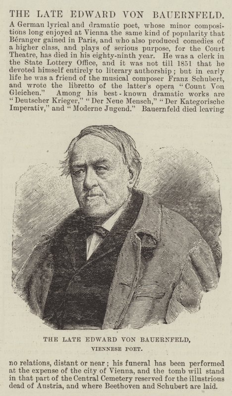 Le défunt Edward von Bauernfeld, poète viennois - English School