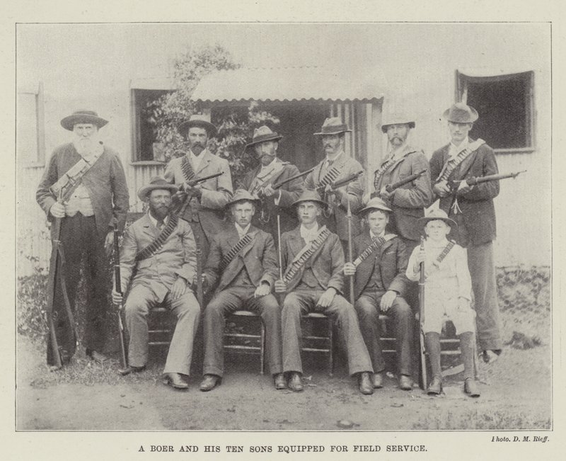 Un Boer et ses dix fils équipés pour le service de campagne - English Photographer