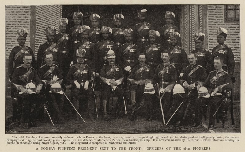 Un régiment de combat de Bombay envoyé au front, officiers des 28e pionniers - English Photographer