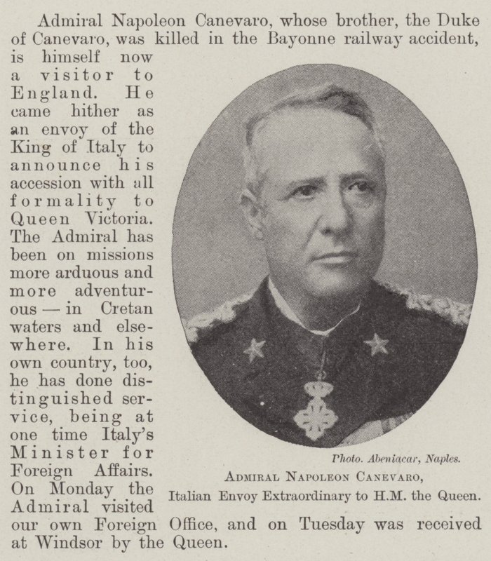 Amiral Napoléon Canevaro, envoyé extraordinaire italien auprès de Sa Majesté la Reine - English Photographer
