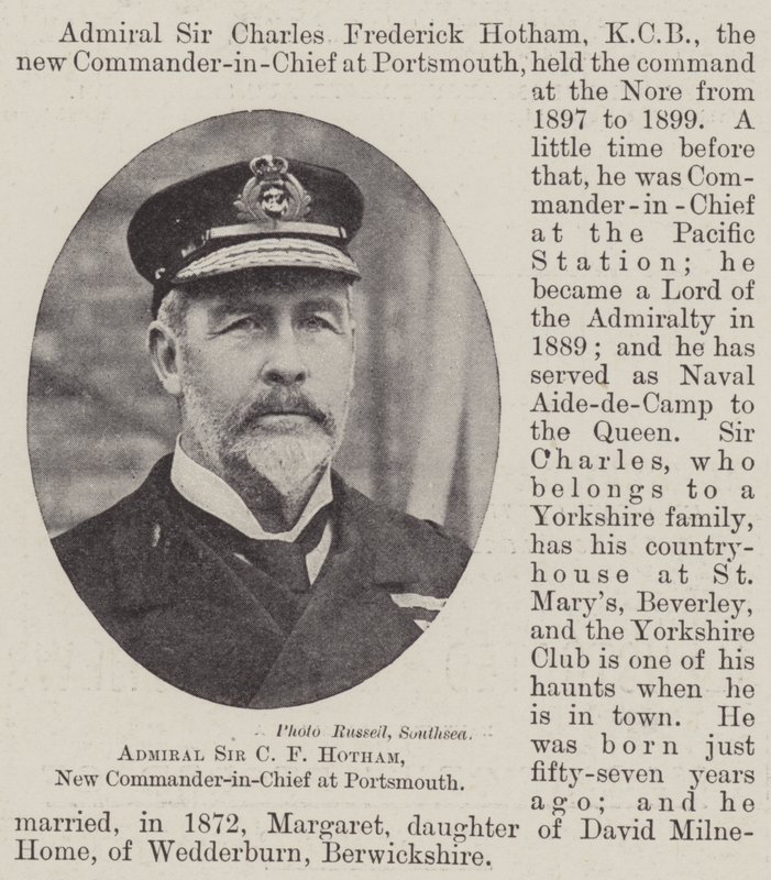 Amiral Sir C F Hotham, nouveau commandant en chef à Portsmouth - English Photographer