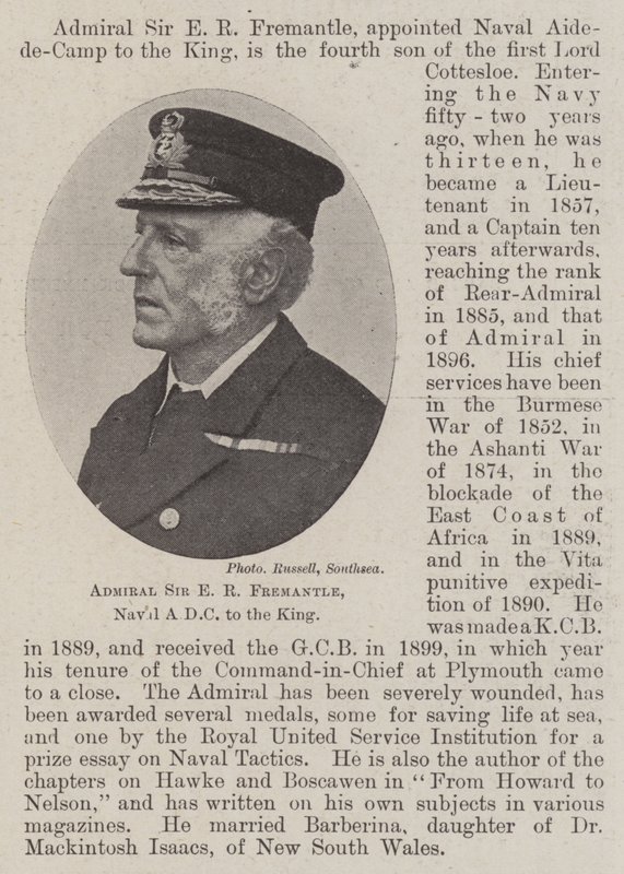 Amiral Sir E R Fremantle, ADC naval du roi - English Photographer