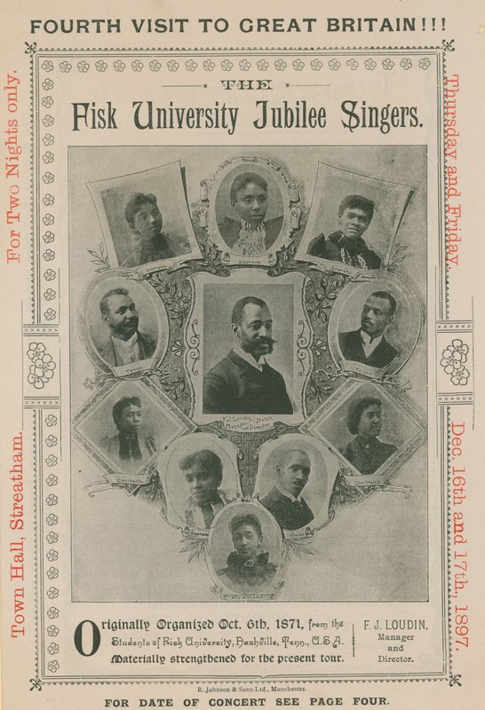 Annonce pour une apparition des Fisk University Jubilee Singers - English Photographer