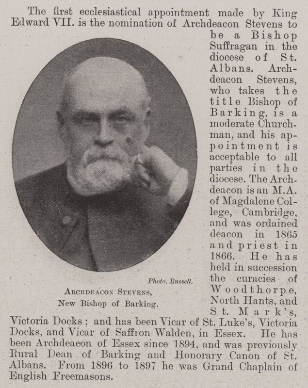 Archidiacre Stevens, nouveau évêque de Barking - English Photographer
