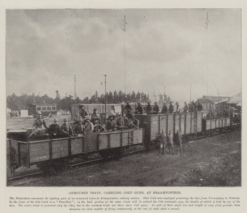 Train blindé transportant des mitrailleuses Colt, à Braamfontein - English Photographer