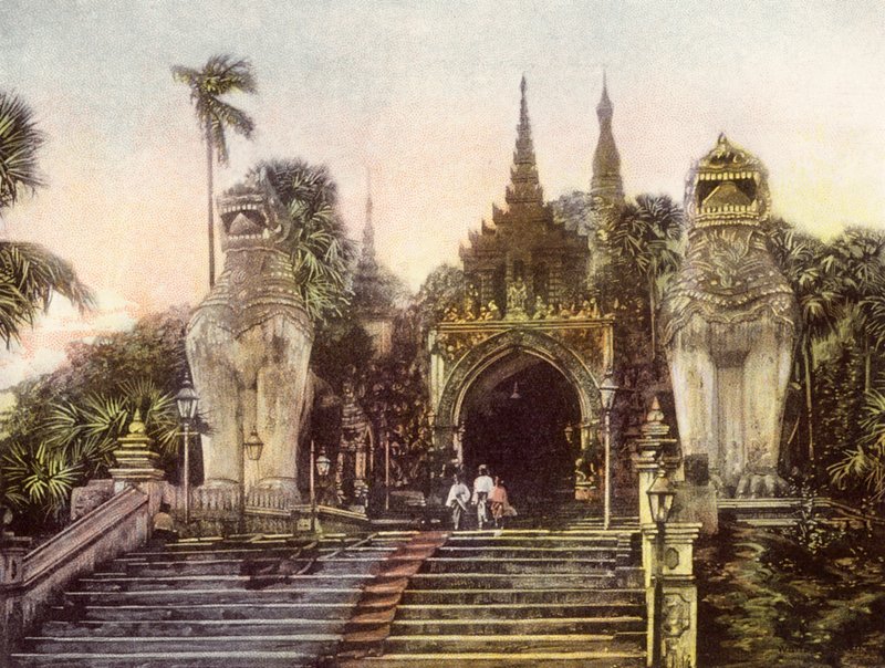 Birmanie / Myanmar : Ancienne entrée de la pagode Shwe Dagon - English Photographer