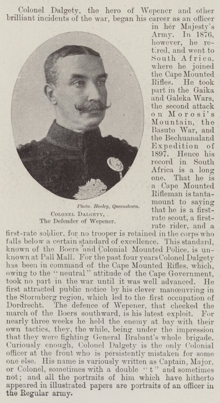 Colonel Dalgety, le défenseur de Wepener - English Photographer