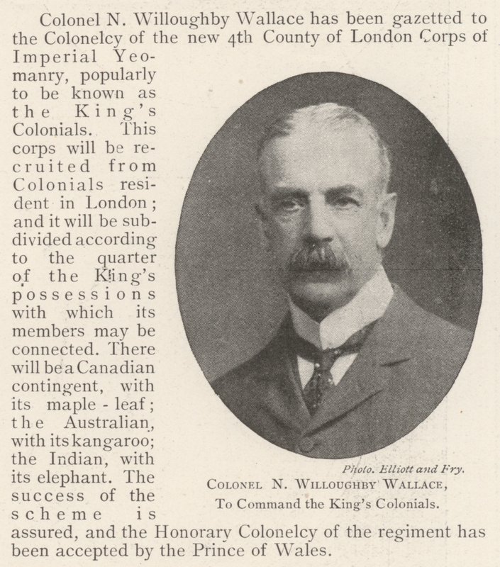 Colonel N Willoughby Wallace, commandant des King