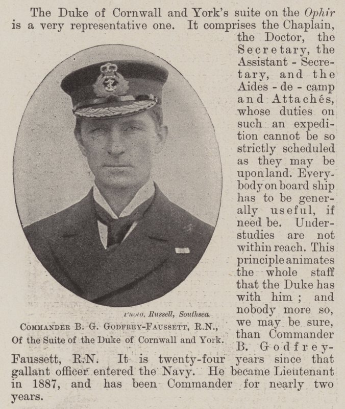 Commandant B G Godfrey-Faussett, RN, de la Suite du Duc de Cornouailles et d
