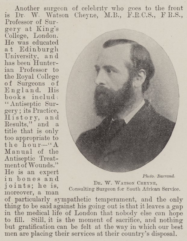 Dr W. Watson Cheyne, chirurgien consultant pour le service sud-africain - English Photographer
