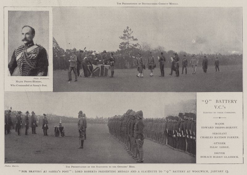 Pour bravoure à Sannas Post, Lord Roberts remettant des médailles et une statuette à la batterie Q à Woolwich, 13 janvier - English Photographer