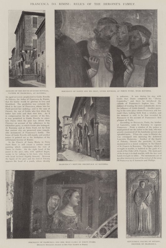 Francesca da Rimini, reliques de la famille de l