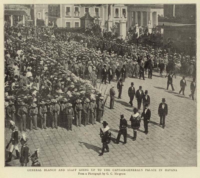 Le général Blanco et son état-major se rendant au palais du capitaine général à La Havane - English Photographer